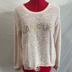 Jessica Simpson Gold and Pink Crew Neck Sweater with Relaxed Fit